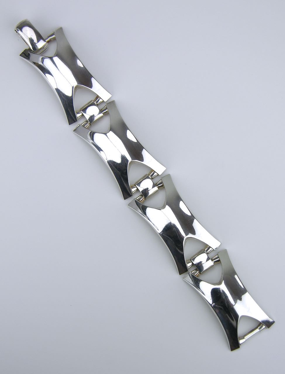 Vintage German Silver Rectangular Mariners Link Bracelet 1970s