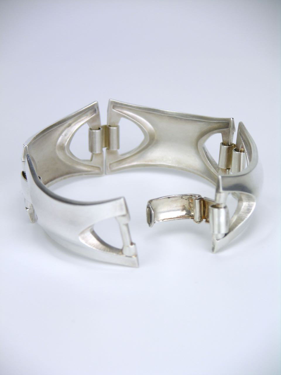 Vintage German Silver Rectangular Mariners Link Bracelet 1970s