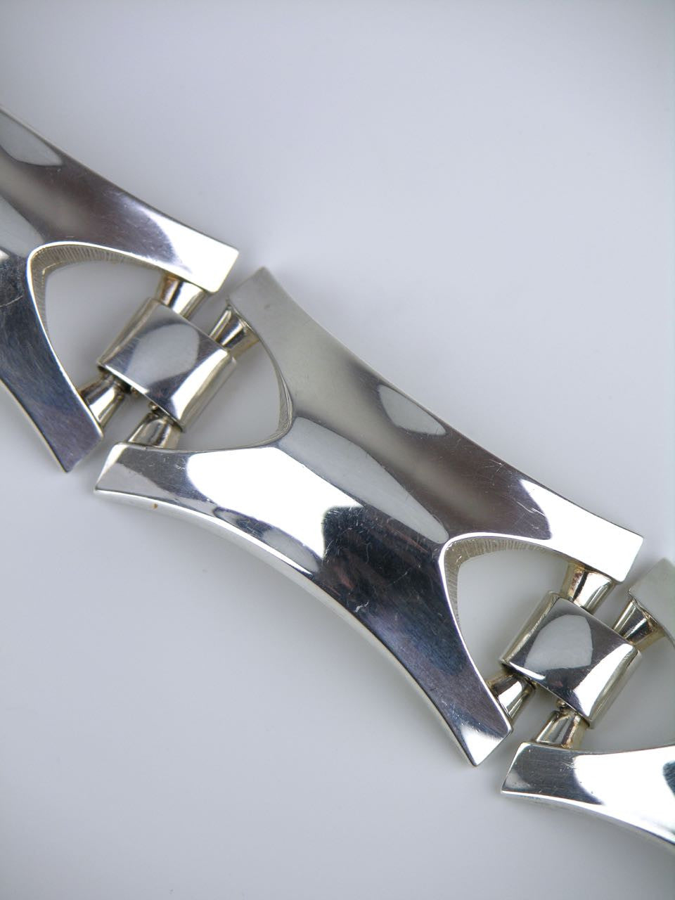 Vintage German Silver Rectangular Mariners Link Bracelet 1970s