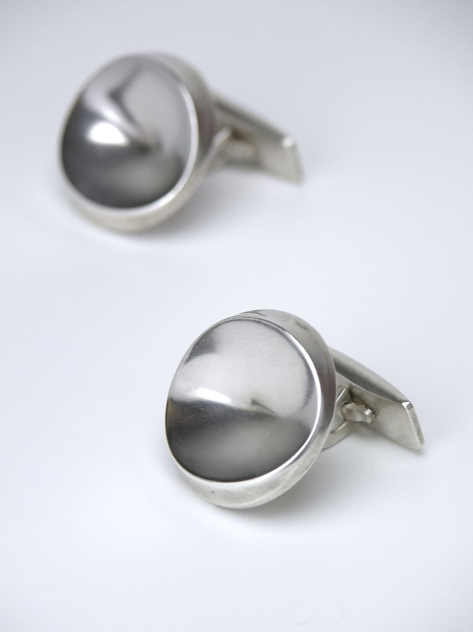 Georg Jensen silver concave disc cufflinks - design 74A
