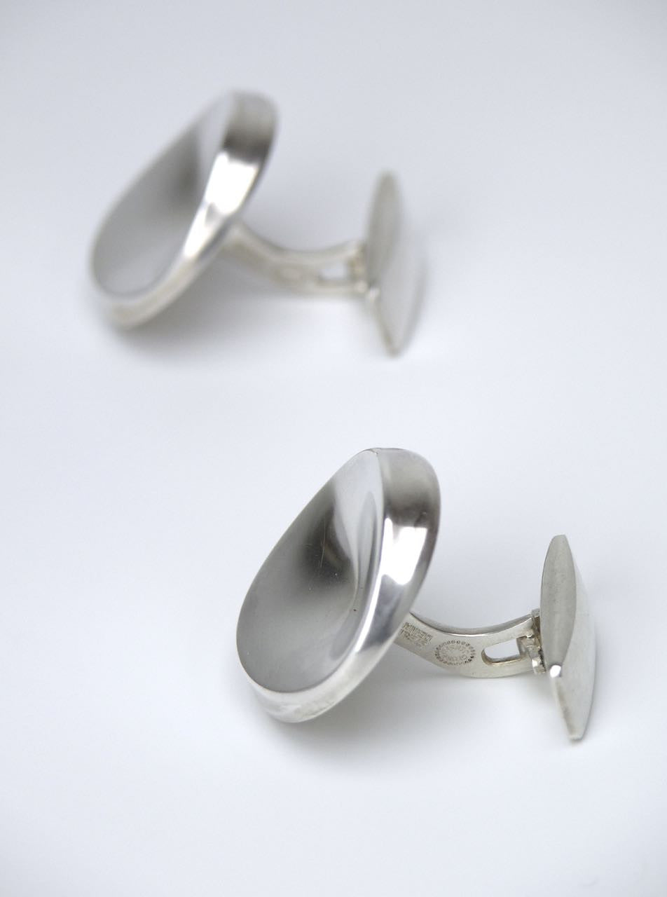Georg Jensen silver concave disc cufflinks - design 74A