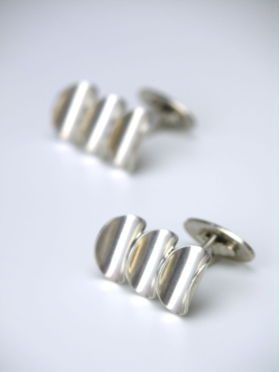 Dragsted solid silver concave disc cufflinks