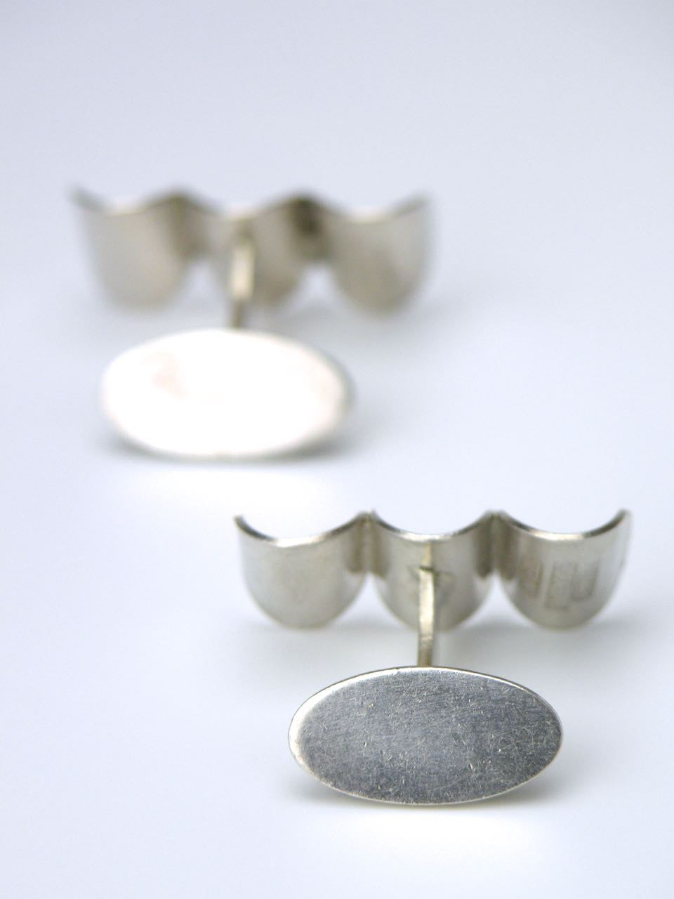 Dragsted solid silver concave disc cufflinks