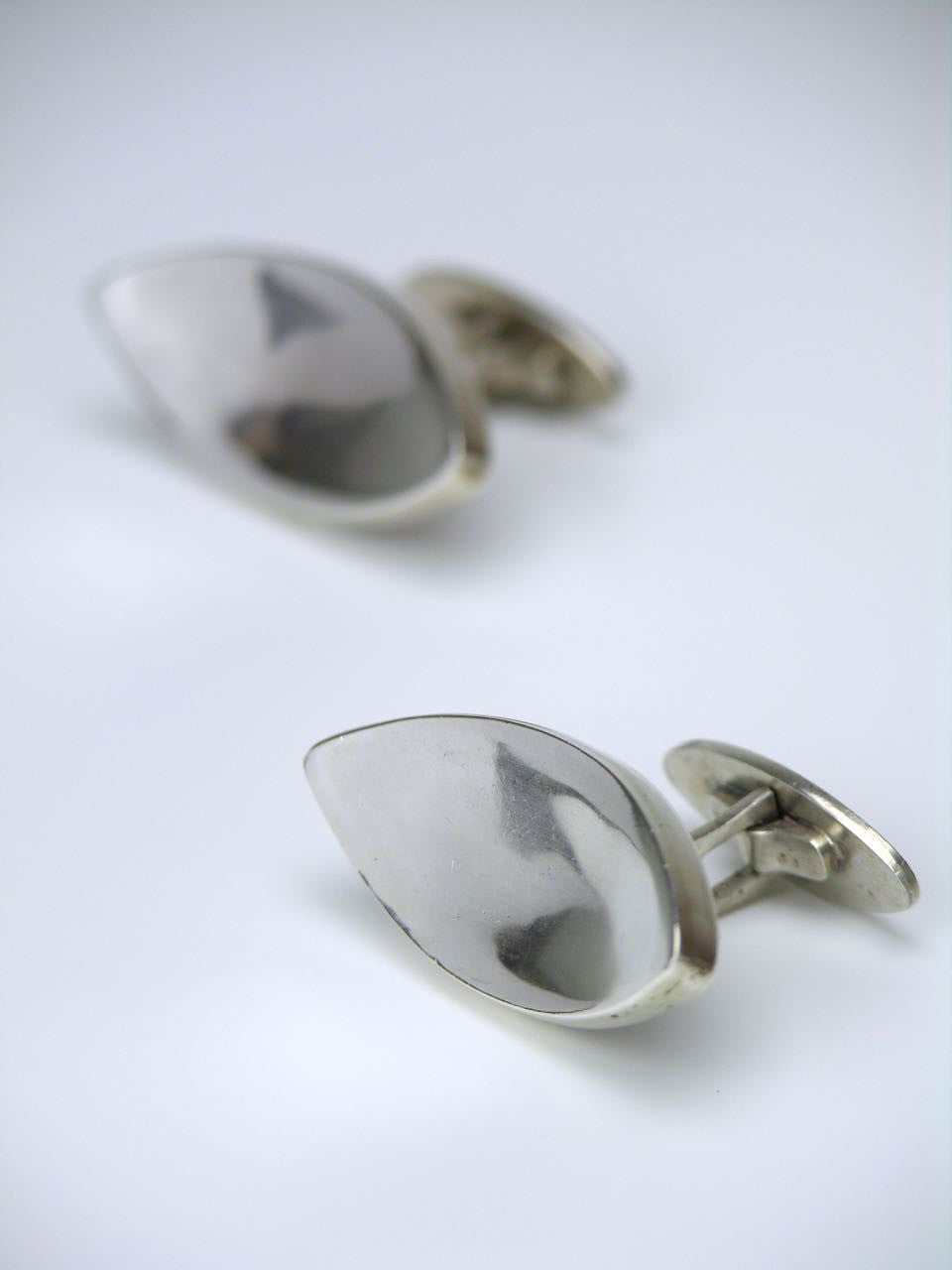Vintage Dragsted silver concave ellipse cufflinks 1960s