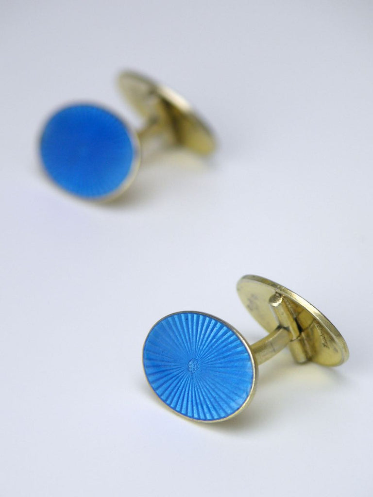 David Andersen silver oval blue enamel cufflinks