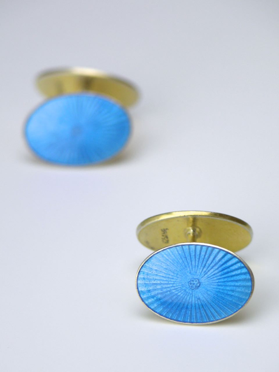 David Andersen silver oval blue enamel cufflinks