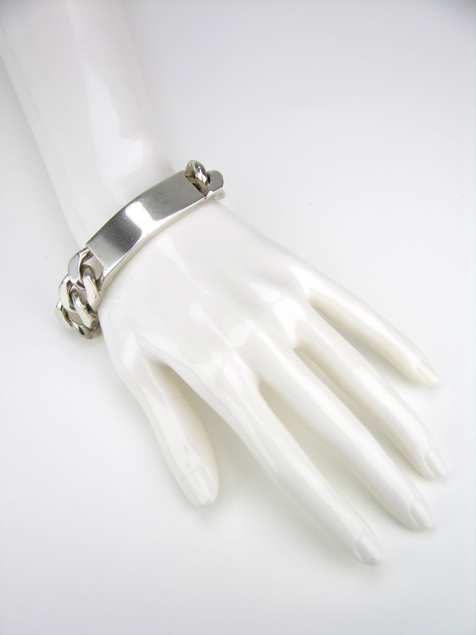 French Solid Silver Heavy ID Bracelet