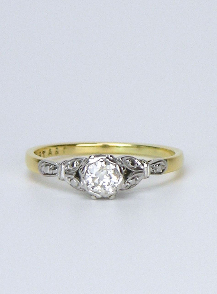18k white and yellow gold diamond ring - 1950s