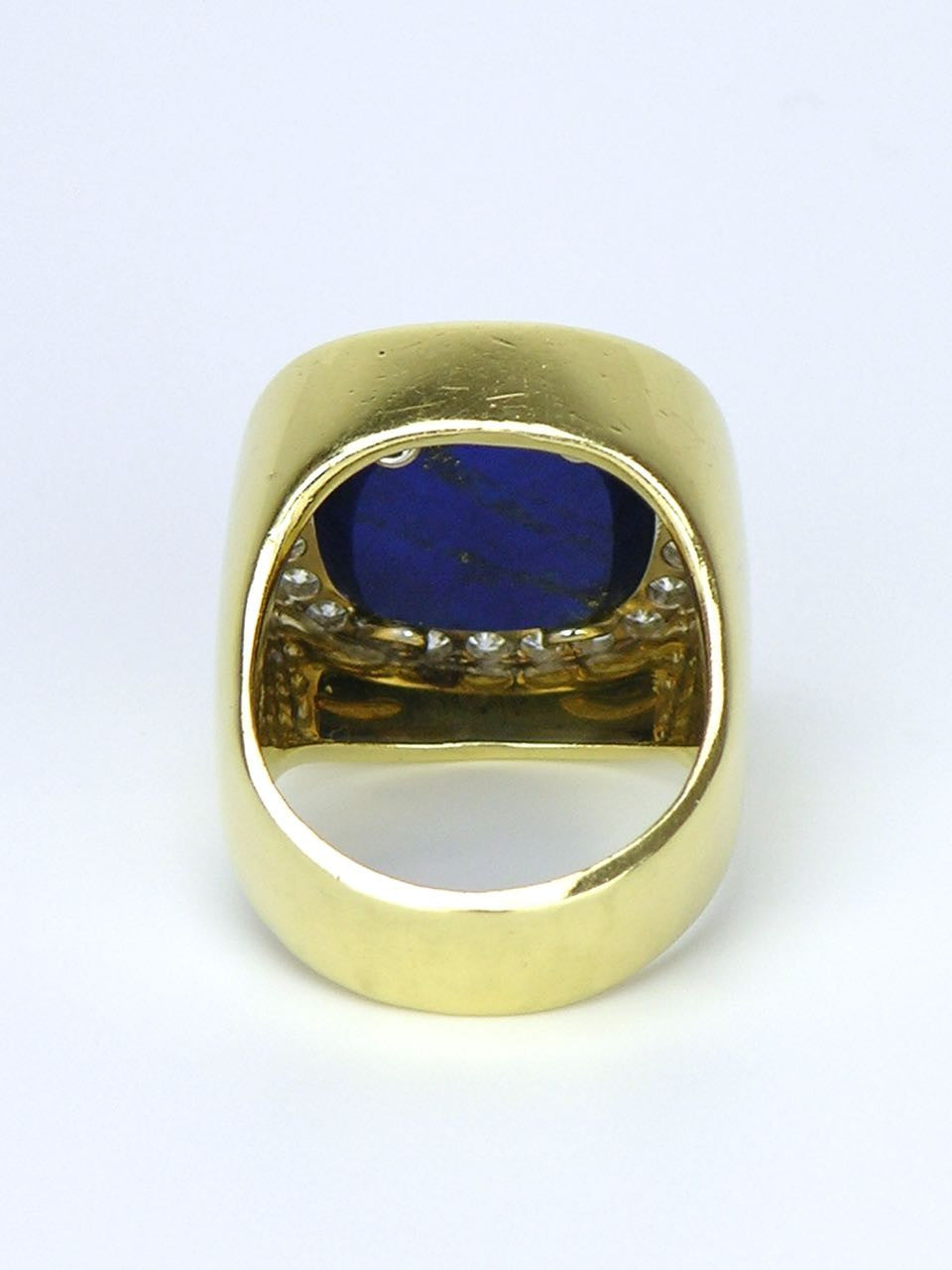 Gold lapis lazuli and diamond signet style ring 1970s