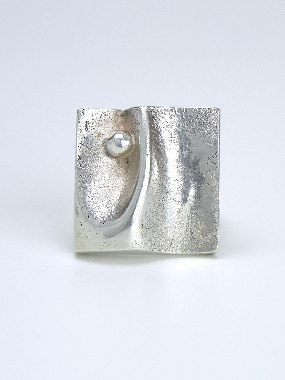 Vintage Matti Hyvarinen solid silver square topographic ring