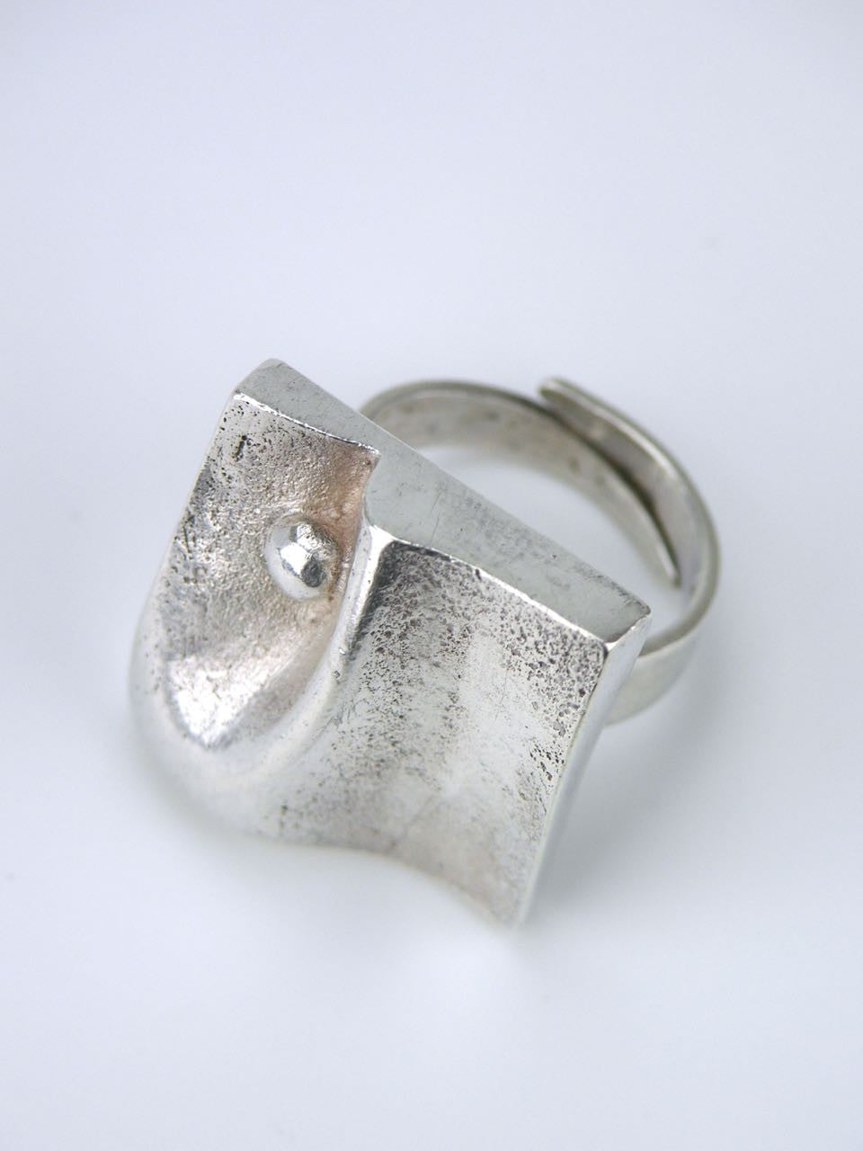 Vintage Matti Hyvarinen solid silver square topographic ring