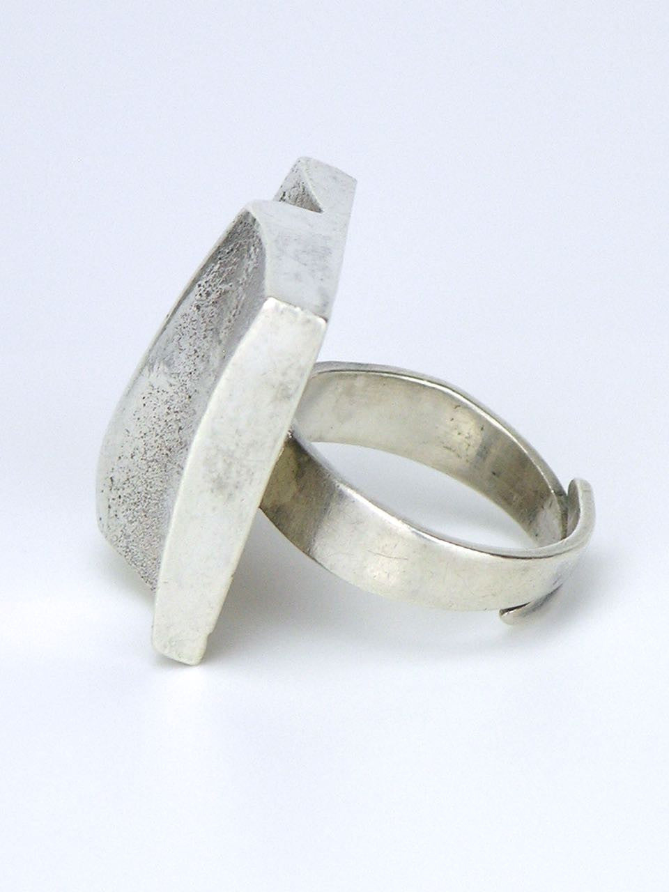 Vintage Matti Hyvarinen solid silver square topographic ring