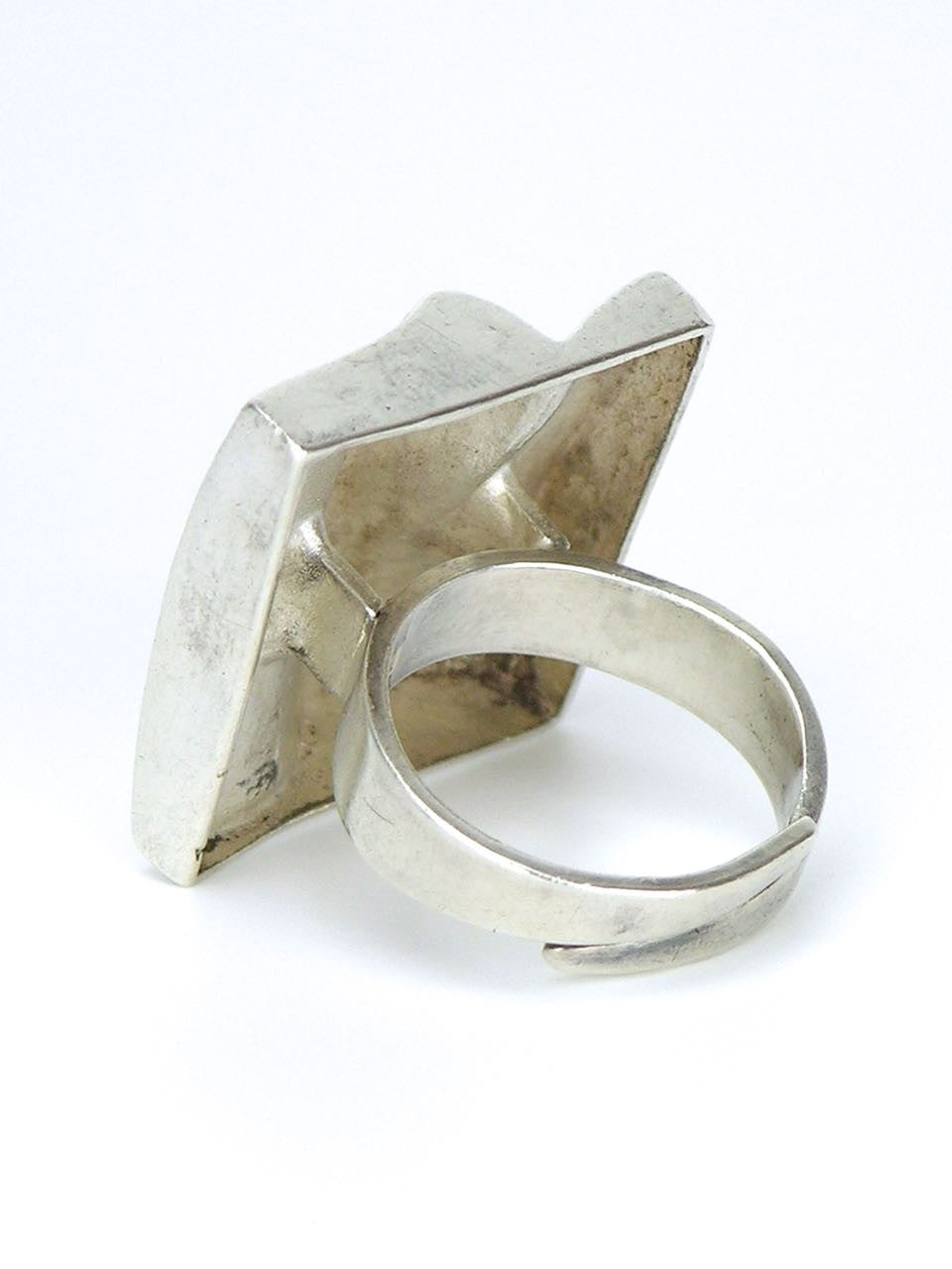 Vintage Matti Hyvarinen solid silver square topographic ring
