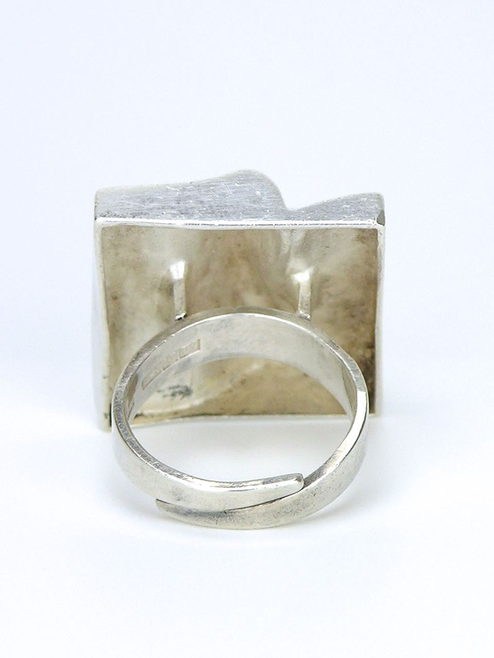 Vintage Matti Hyvarinen solid silver square topographic ring