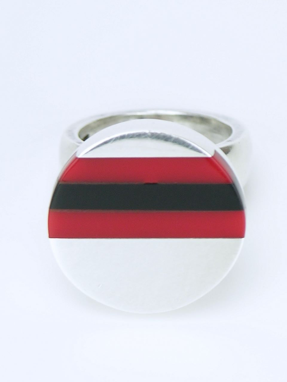 Danish solid silver and lucite stripe ring