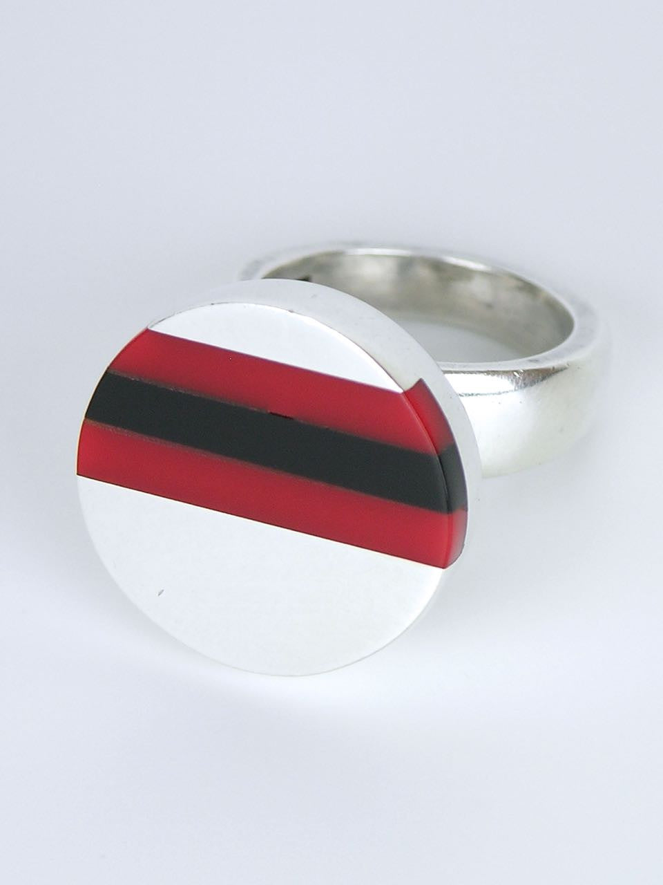 Danish solid silver and lucite stripe ring