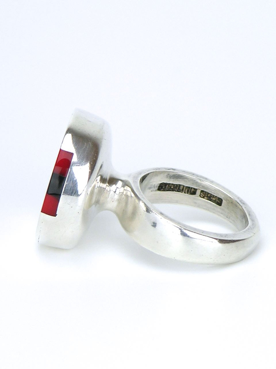 Danish solid silver and lucite stripe ring
