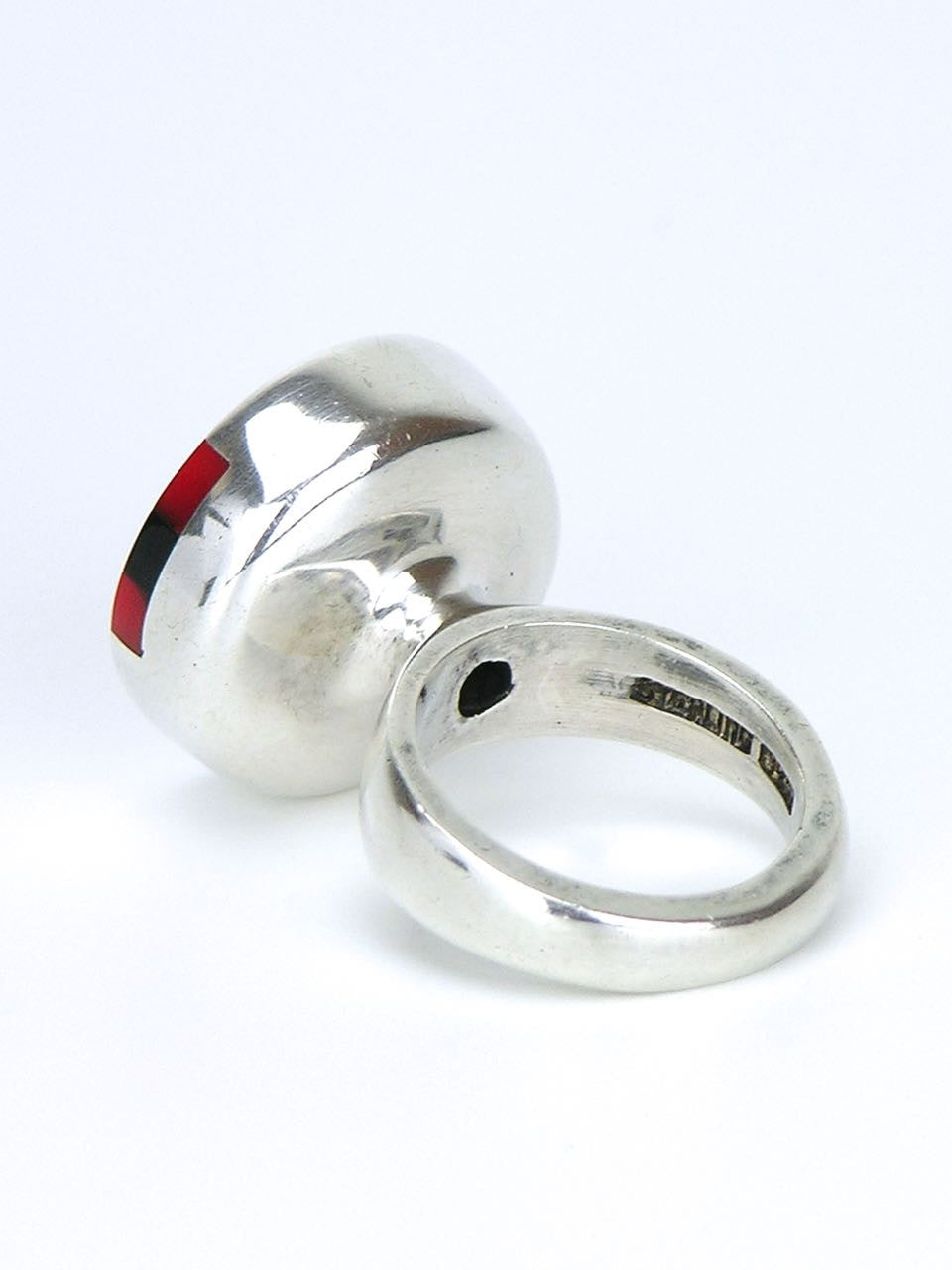 Danish solid silver and lucite stripe ring