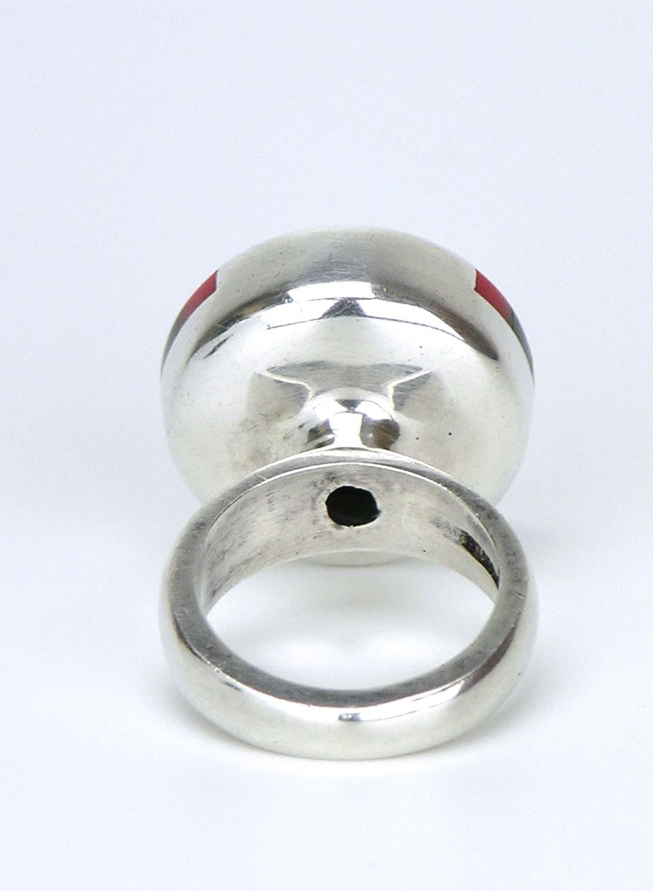 Danish solid silver and lucite stripe ring