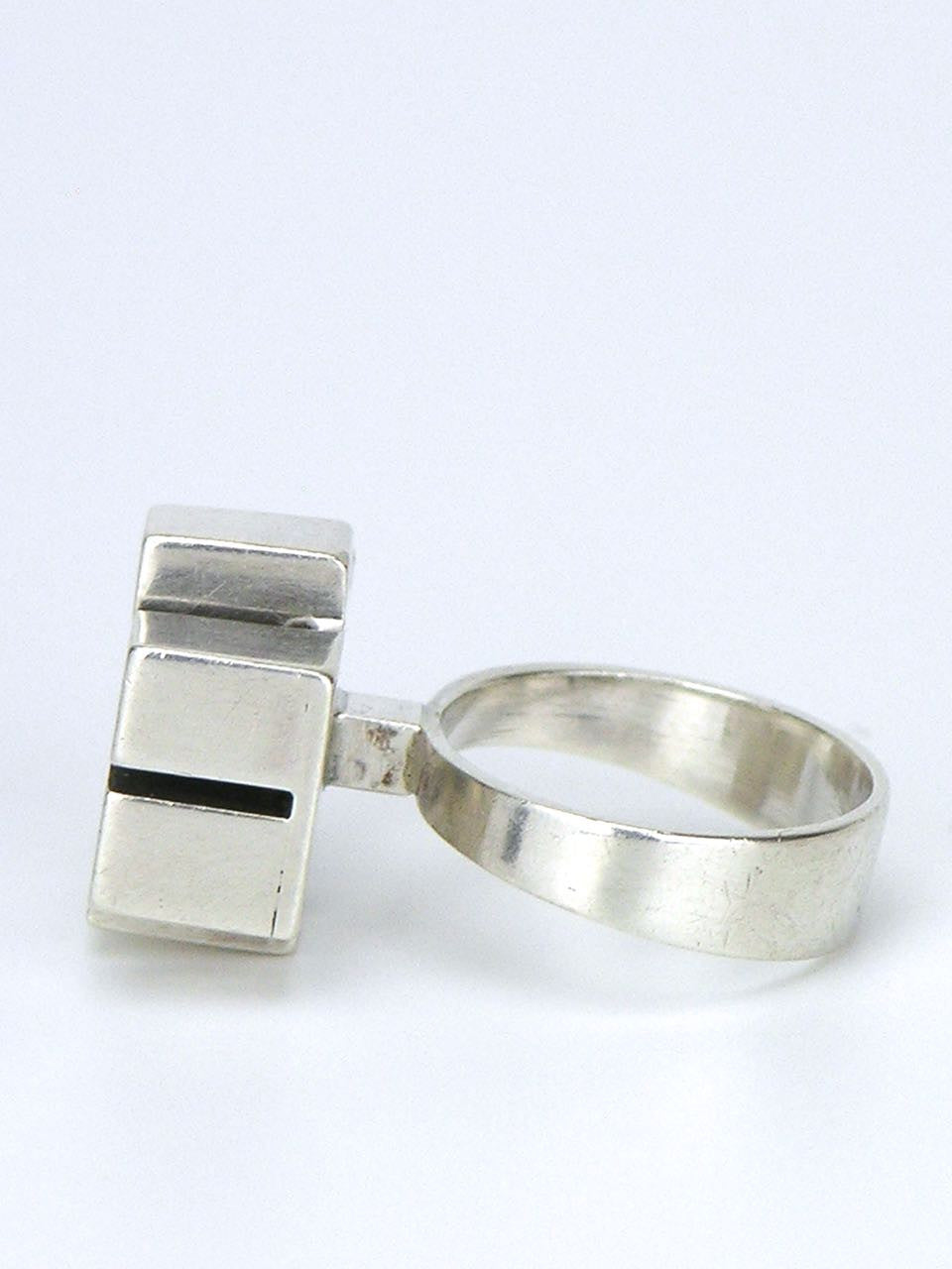 Swedish silver modernist cube ring