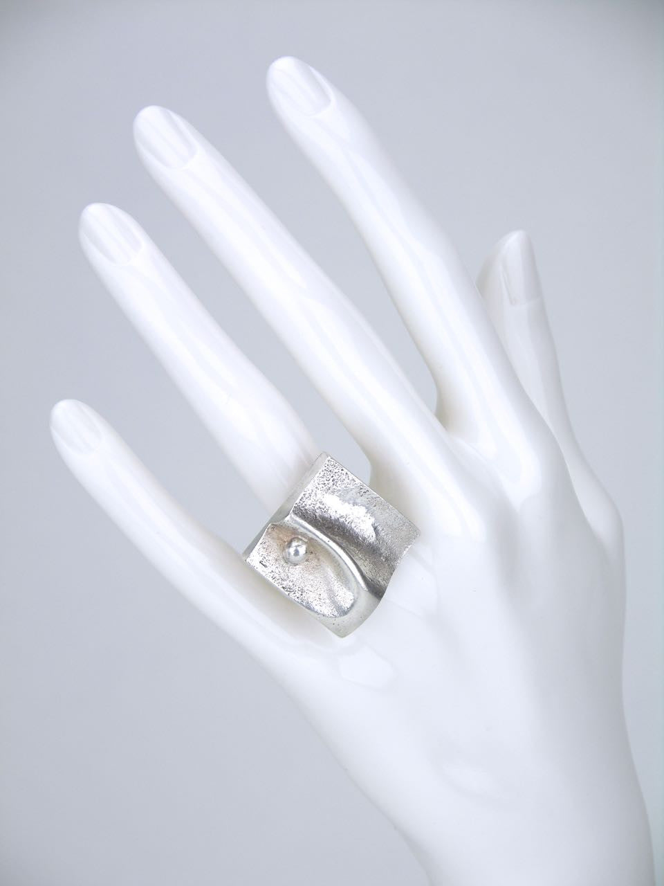 Vintage Matti Hyvarinen solid silver square topographic ring