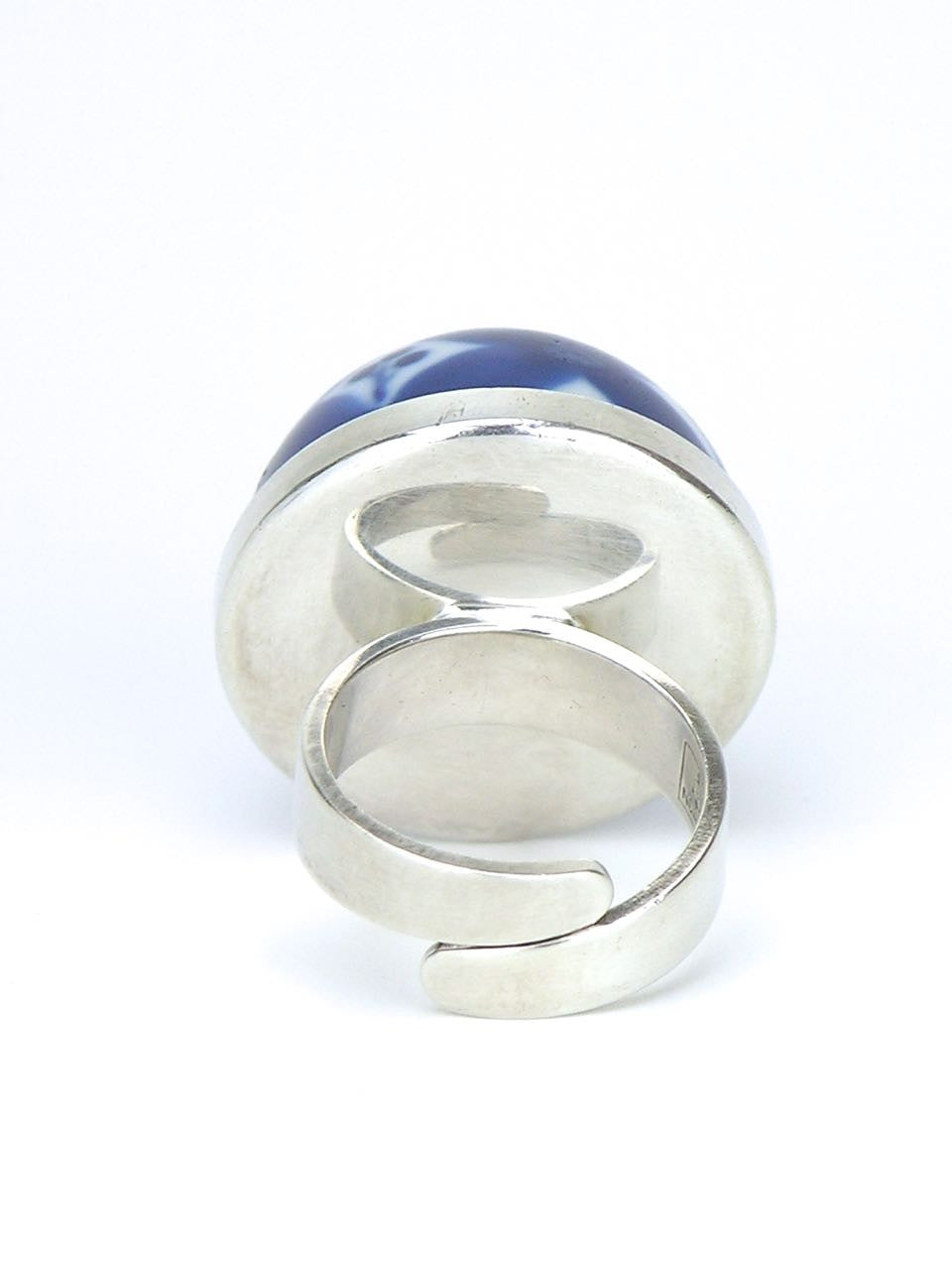 Norwegian silver and blue glazed porcelain dome ring