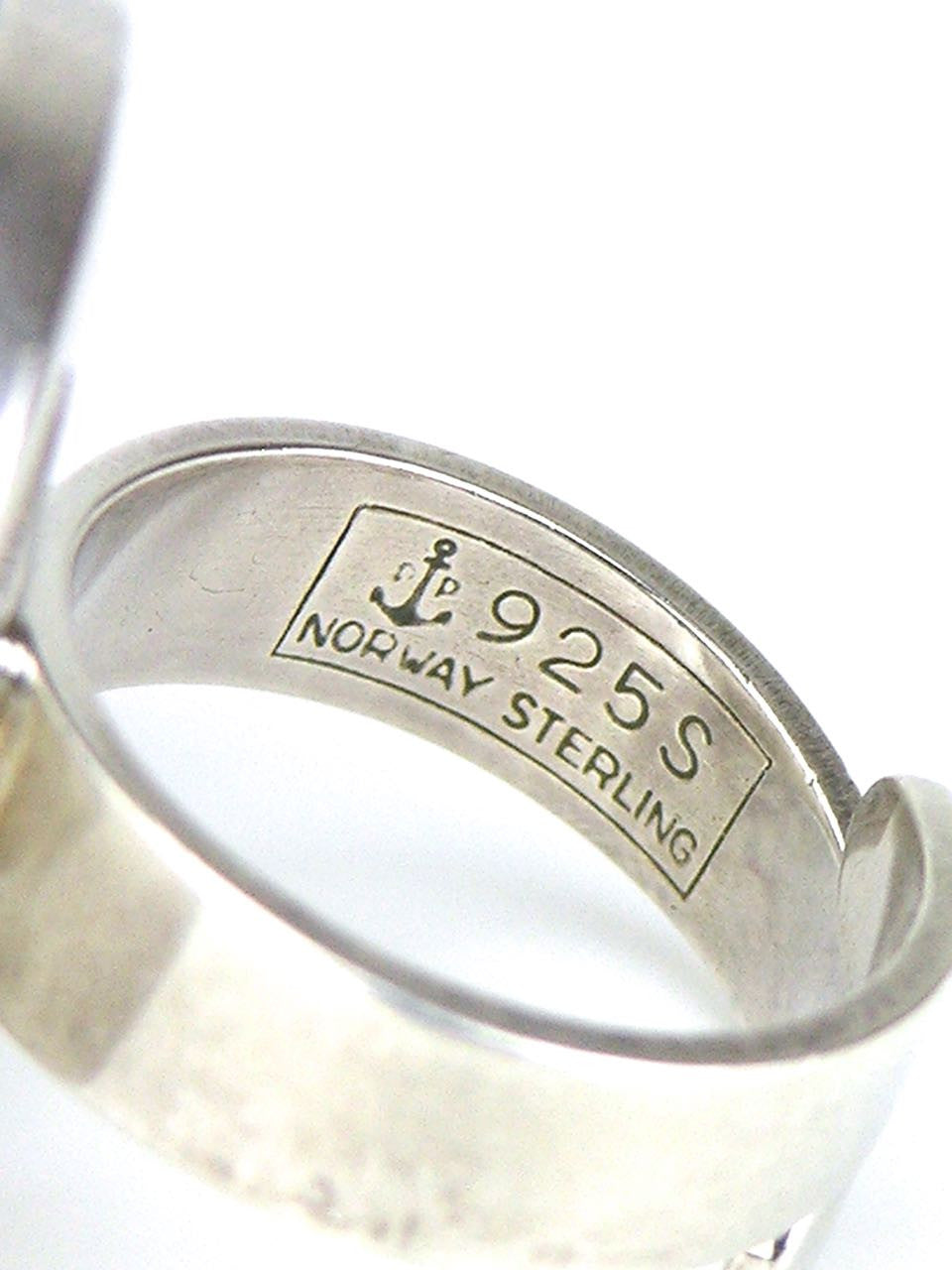Norwegian silver and blue glazed porcelain dome ring