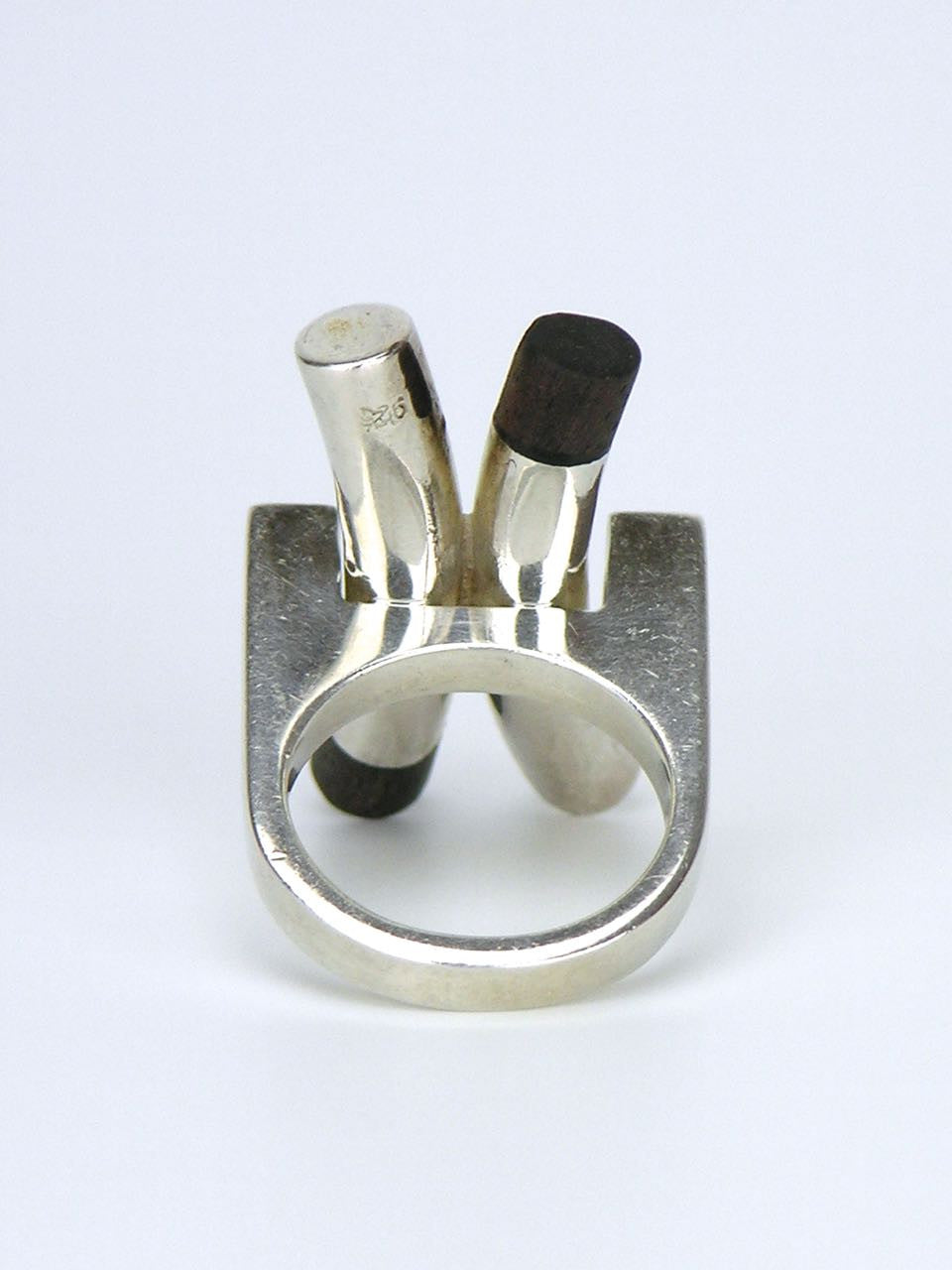 Solid silver and ebony "X" ring