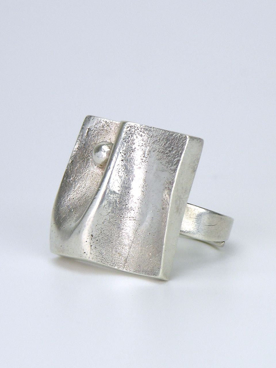Vintage Matti Hyvarinen solid silver square topographic ring