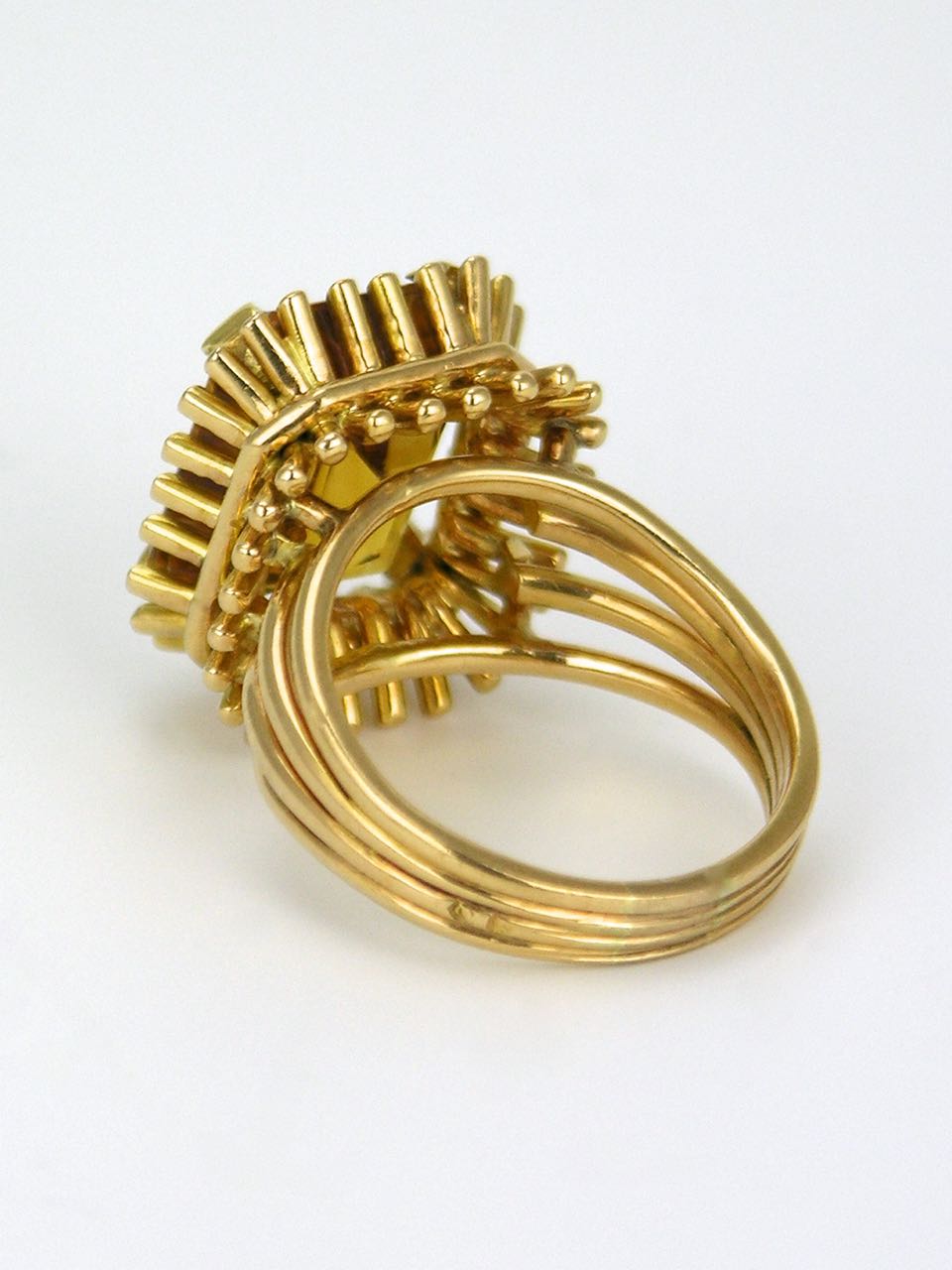 Retro 14k yellow gold citrine basket ring 1960s