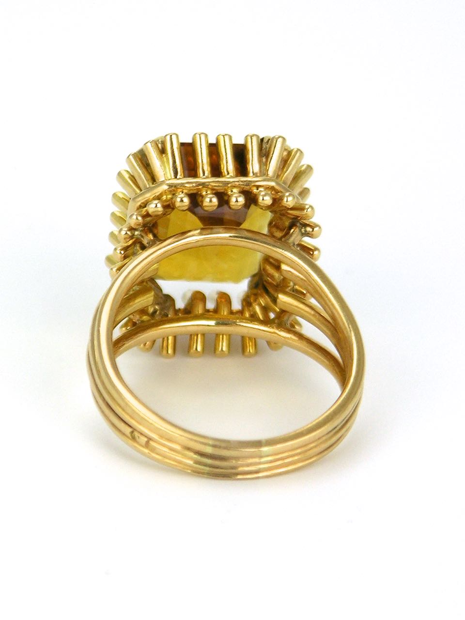 Retro 14k yellow gold citrine basket ring 1960s