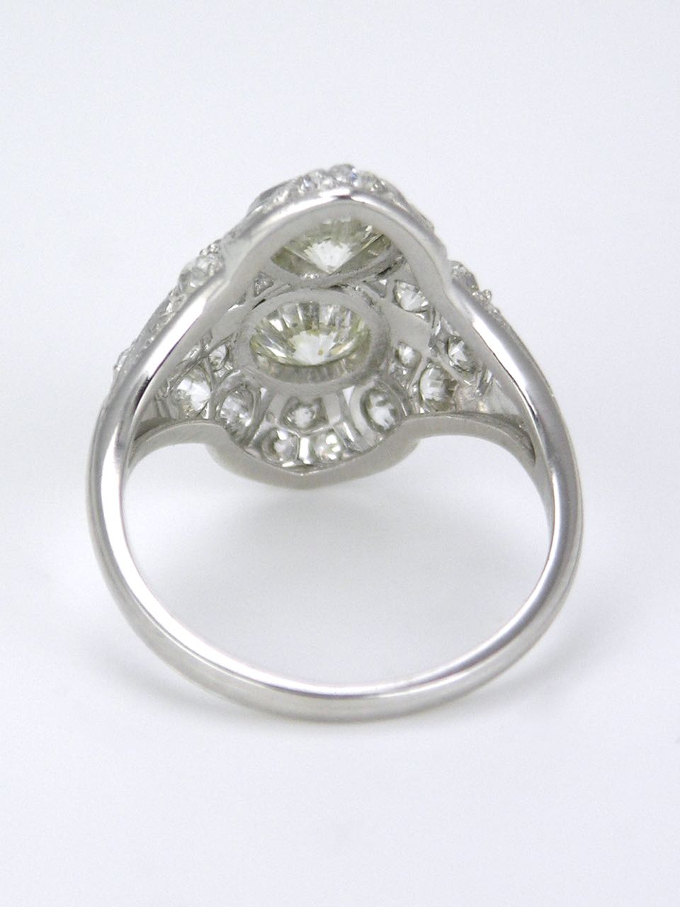 Antique Art Deco Diamond and Platinum Two Stone Ring 1930s