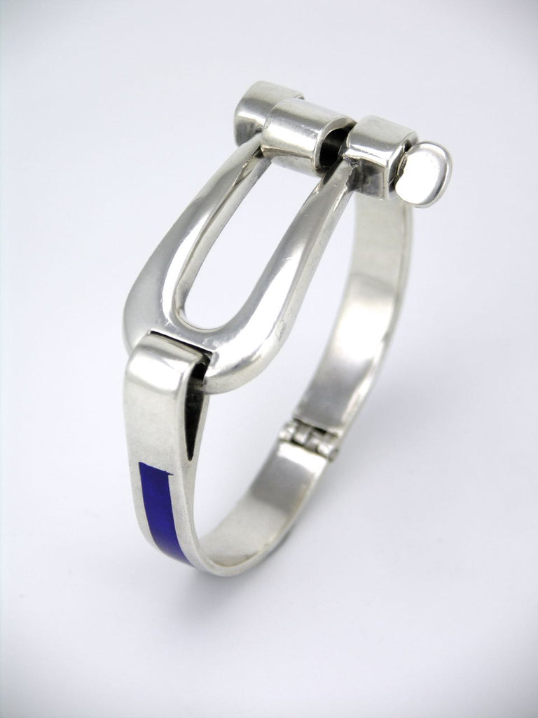 Gucci Sterling silver blue enamel equestrian bracelet 1970s