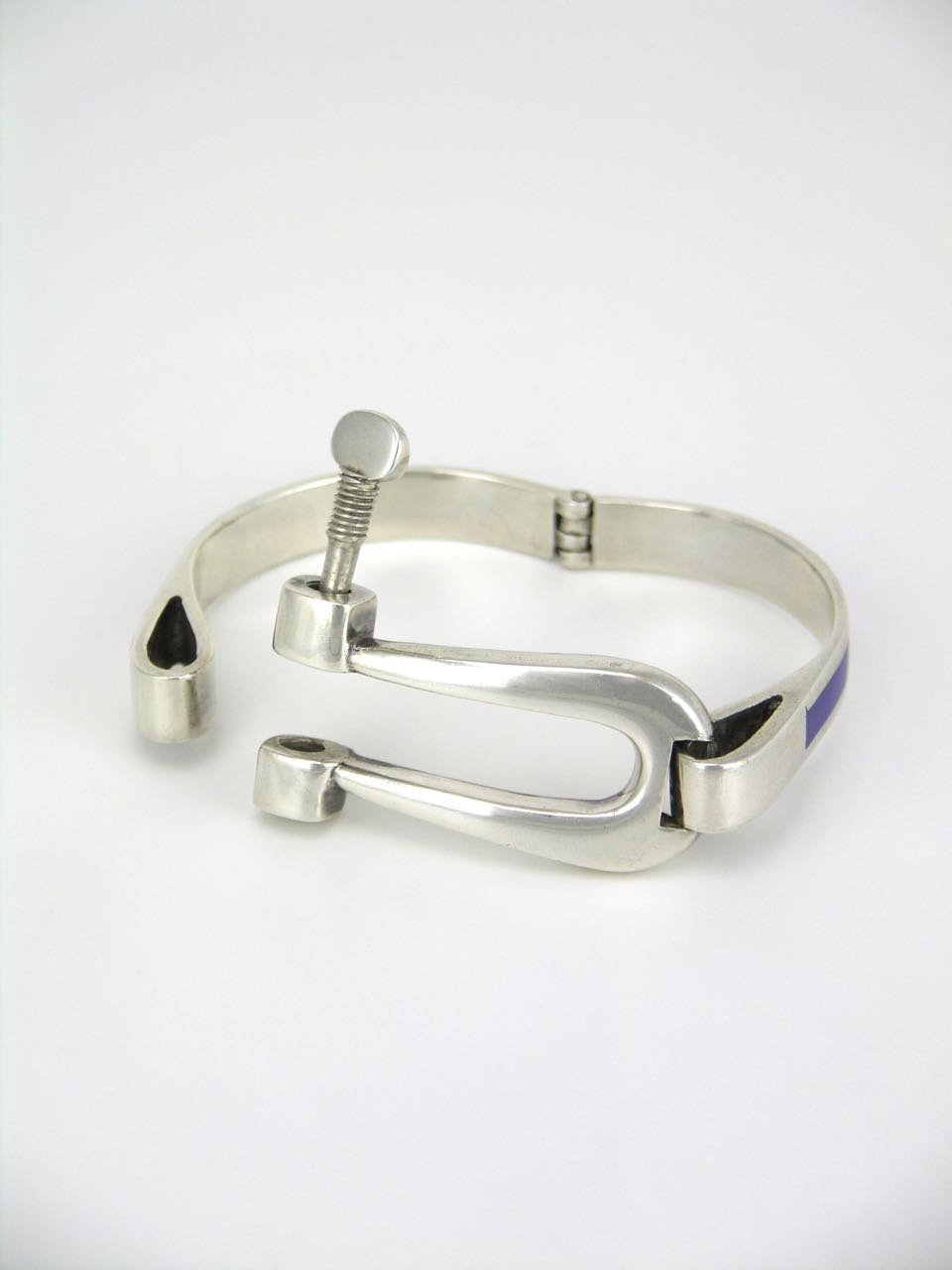 Gucci silver blue enamel equestrian bracelet