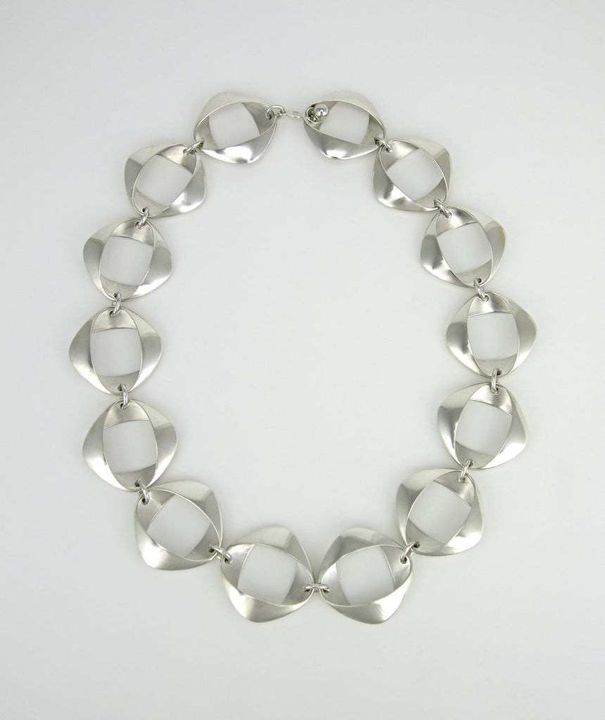 Georg Jensen sterling silver folded square necklace - design 190 Henning Koppel