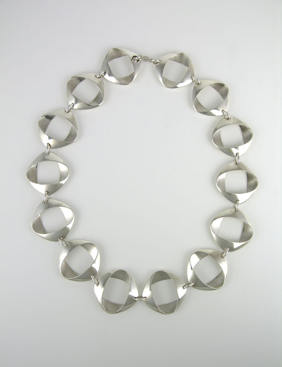 Georg Jensen sterling silver folded square necklace - design 190 Henning Koppel