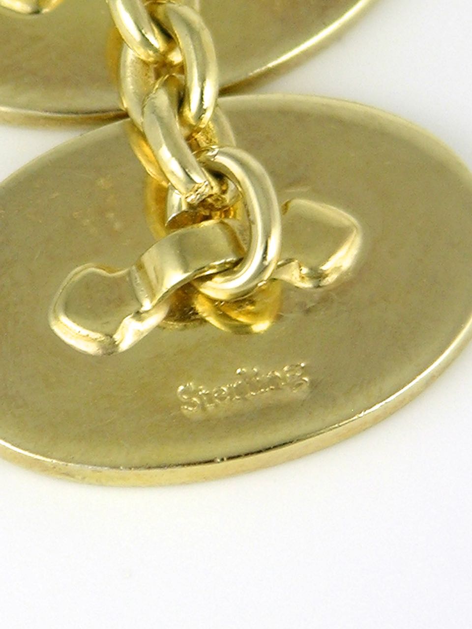 Vintage Sterling oval navy and white enamel double fronted cufflinks
