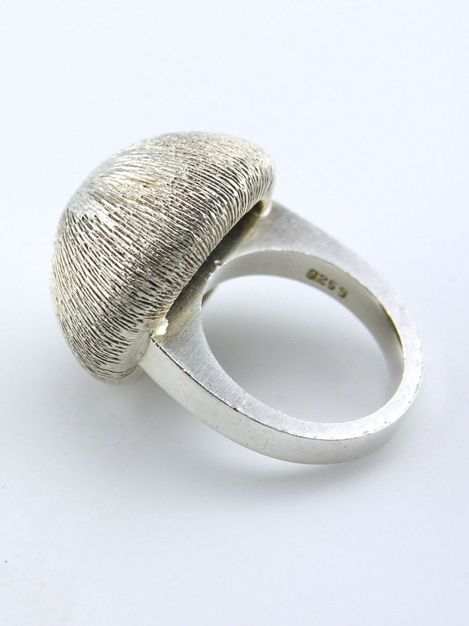 Danish solid silver Florentine textured dome ring