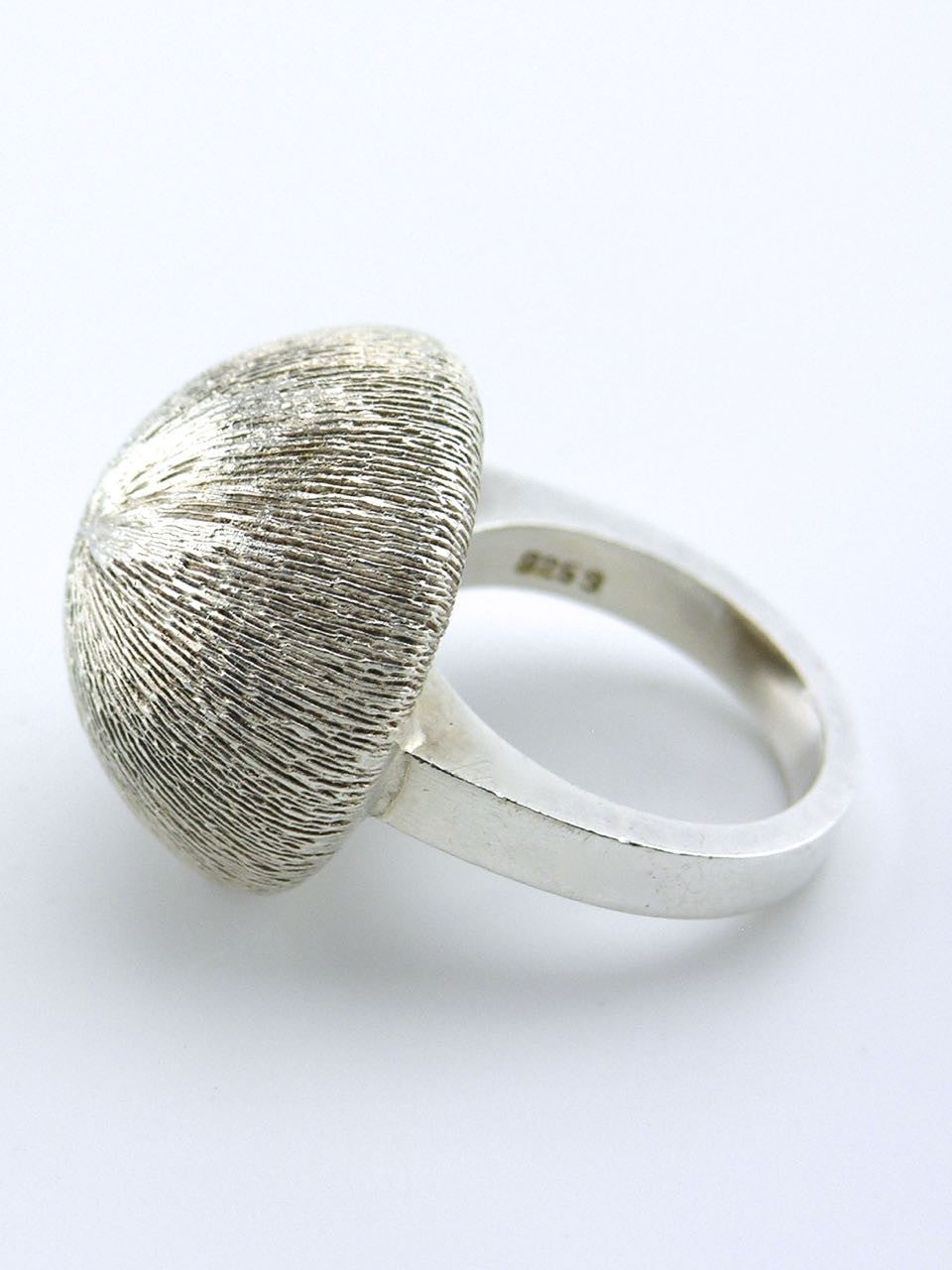 Danish solid silver Florentine textured dome ring