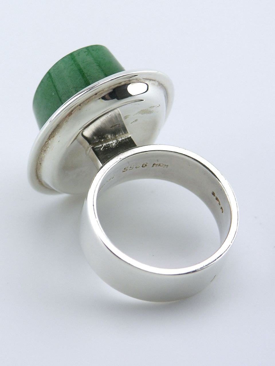 Hans Hansen silver and oval green adventurine ring