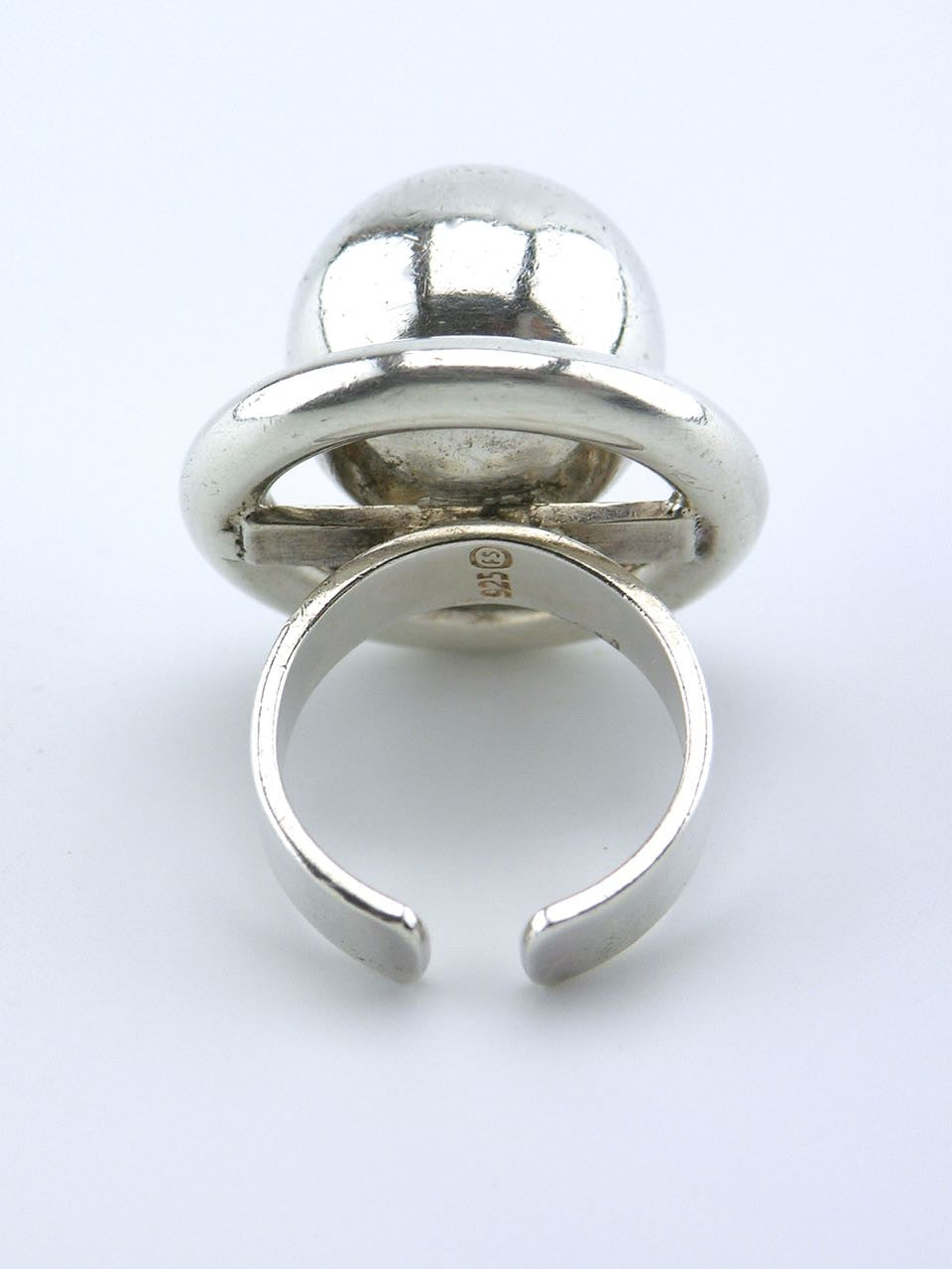 Franz Scheuerle solid silver modernist ball and halo ring