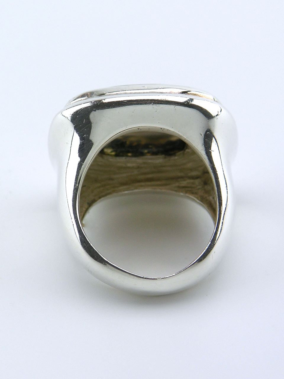 Vintage Grosse solid silver and agate square signet style ring