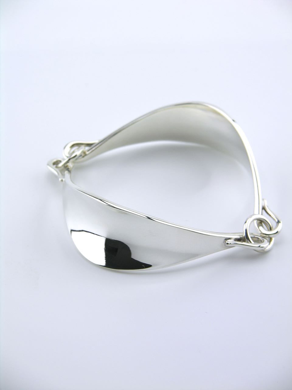 Hans Hansen silver double ellipse hinged bangle