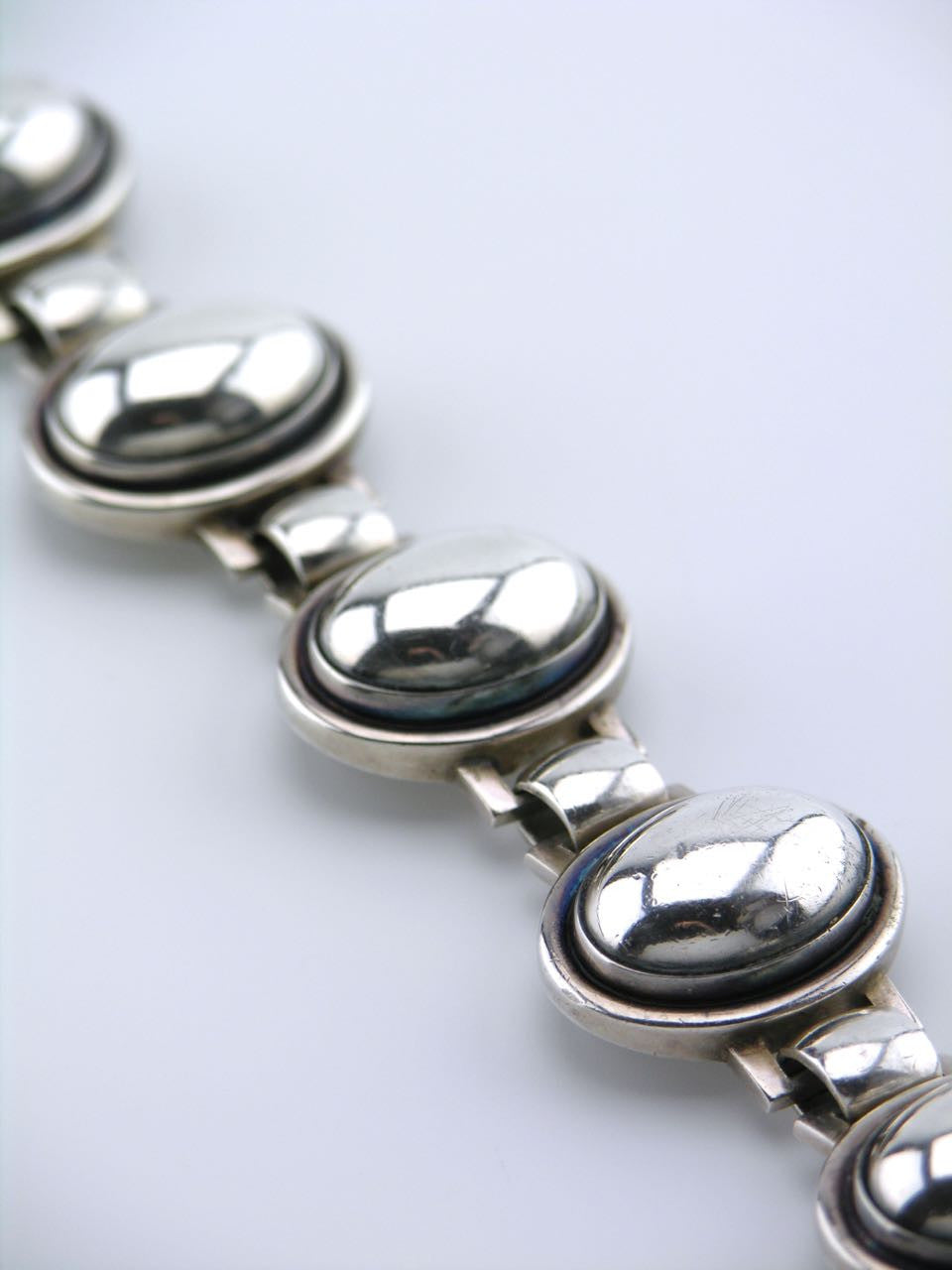 Georg Jensen silver oval cabachon panel bracelet - design 52