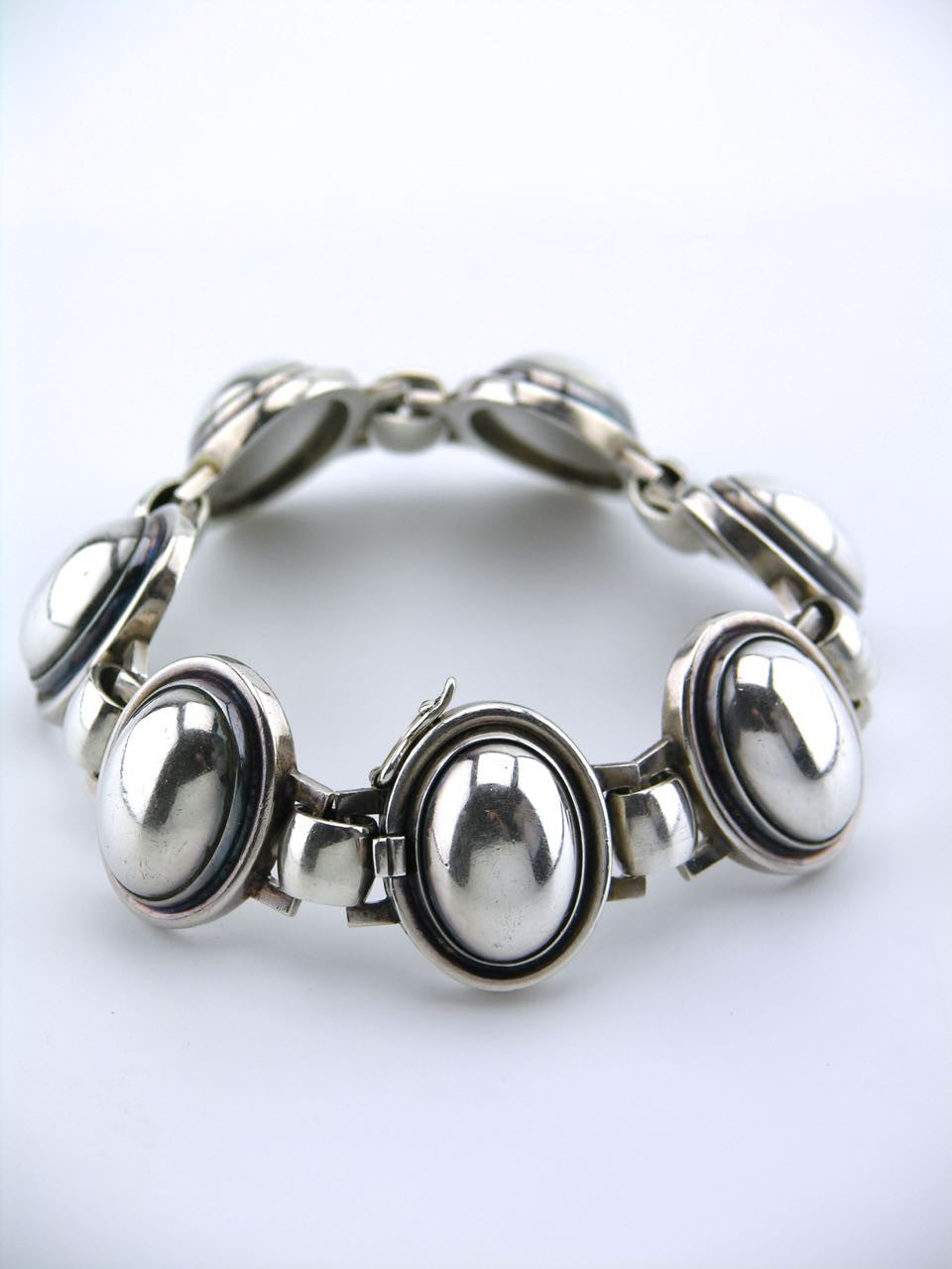 Georg Jensen silver oval cabachon panel bracelet - design 52