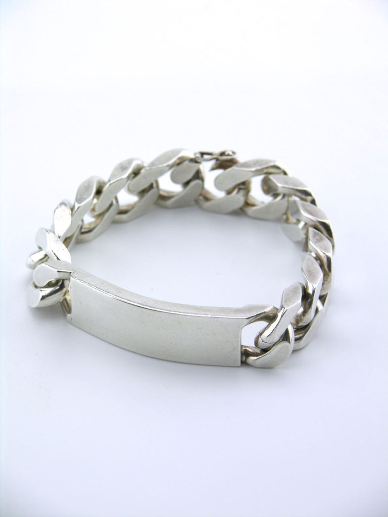 French Solid Silver Heavy ID Bracelet