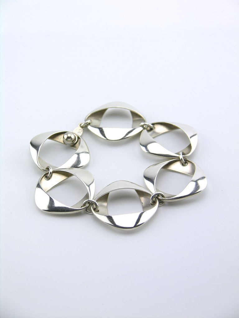 Vintage Georg Jensen solid silver folded link bracelet - design 190