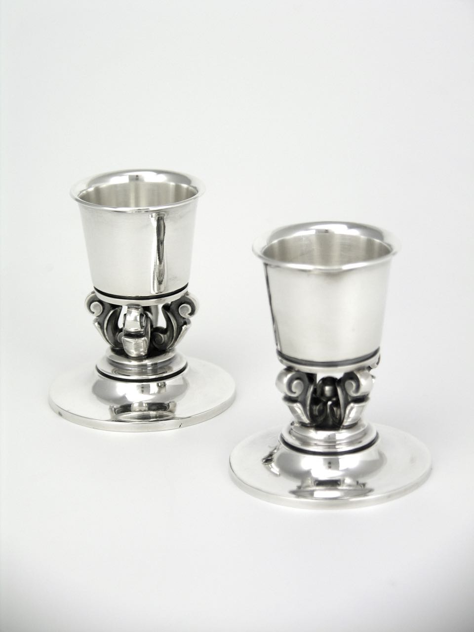 Vintage pair Georg Jensen Sterling silver Acorn candlesticks design 741
