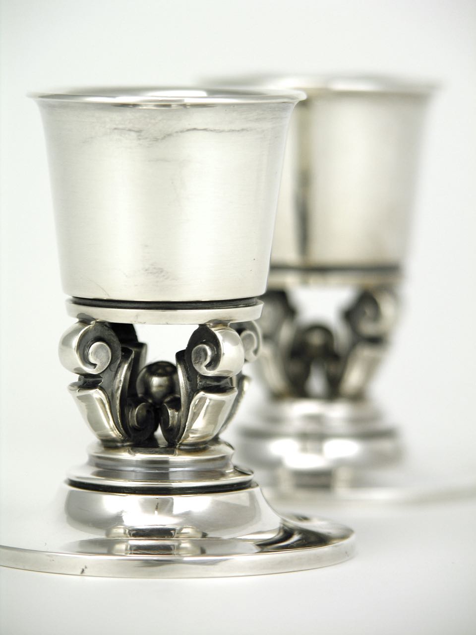 Vintage pair Georg Jensen Sterling silver Acorn candlesticks design 741