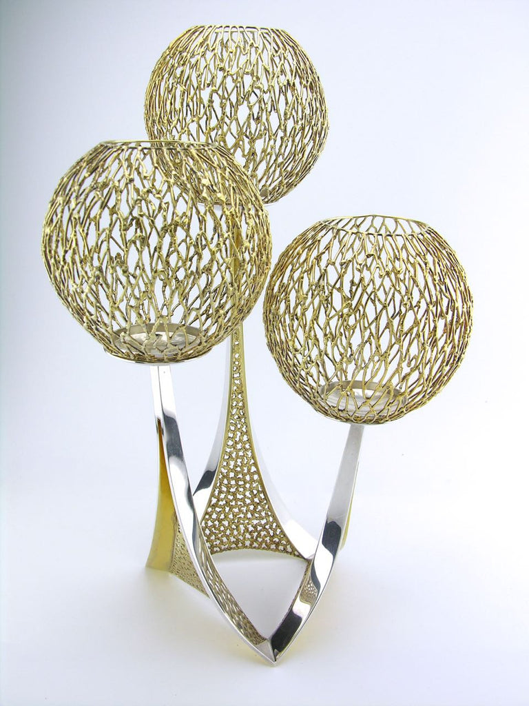 Stuart Devlin Solid Silver and Silver Gilt Candelabra